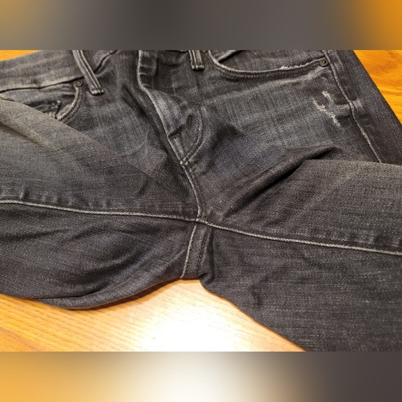 MOTHER Looker Ankle Fray Jeans Sz 24 Crash And Burn Black Gray Distressed Ankle - Picture 10 of 16